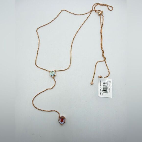 Kendra Scott Jewelry - NWT Kendra Scott "Tomon" lariat Necklace in rose gold metal w/ dichroic glass!
